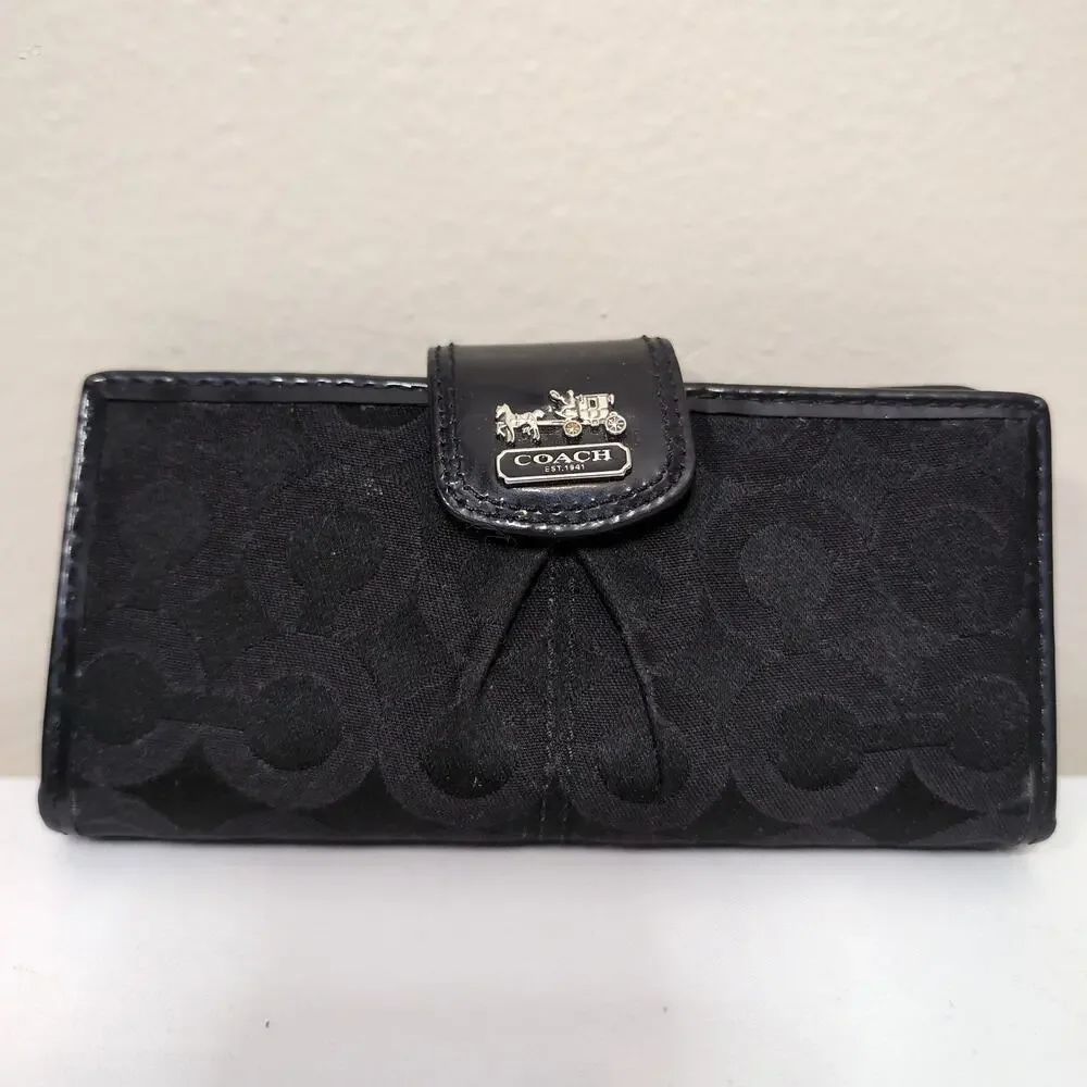 Signature Jacquard Checkbook Wallet Coach